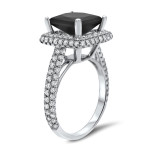 White Gold 4ct TDW Princess Cut Black Diamond Ring - Handcrafted By Name My Rings™