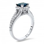 White Gold Princess-cut Blue Sapphire and 5/8ct TDW Diamond Engagement Ring - Handcrafted By Name My Rings™