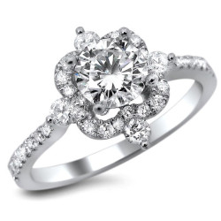 White Gold Vintage 1ct TDW Diamond Round Cut Engagement Ring - Handcrafted By Name My Rings™
