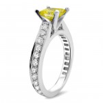 White Gold Yellow and White Diamond Engagement Ring - Handcrafted By Name My Rings™
