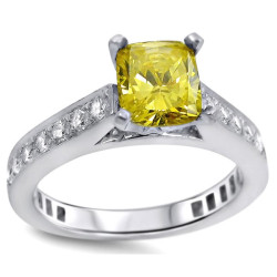 White Gold Yellow and White Diamond Engagement Ring - Handcrafted By Name My Rings™