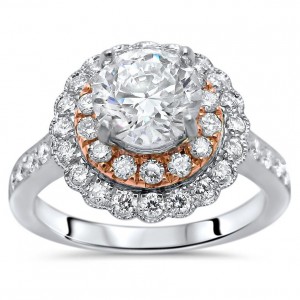 White Rose Gold 1 3/5 ct TDW Enhanced Round Diamond Engagement Ring - Handcrafted By Name My Rings™