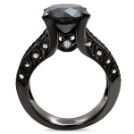 18kBlack Gold 4 1/2ct TDW B-lack and White Round-cut Diamond Engagement Ring - Handcrafted By Name My Rings™