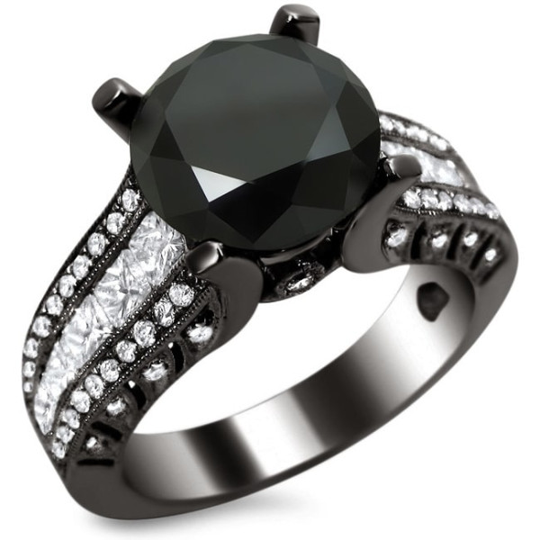18kBlack Gold 4 1/2ct TDW B-lack and White Round-cut Diamond Engagement Ring - Handcrafted By Name My Rings™