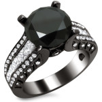 18kBlack Gold 4 1/2ct TDW B-lack and White Round-cut Diamond Engagement Ring - Handcrafted By Name My Rings™