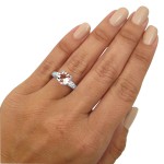 2 1/10 TGW Round Morganite Diamond 3 Stone Engagement Ring White Gold - Handcrafted By Name My Rings™