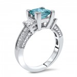 2 1/2 Blue Princess Cut Diamond Engagement White Gold - Handcrafted By Name My Rings™