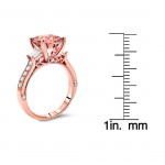 2 1/2 TGW Round Morganite 3 Stone Diamond Engagement Ring Rose Gold - Handcrafted By Name My Rings™