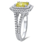 2 3/4 Canary Yellow Cushion Cut Diamond Engagement Ring White Gold - Handcrafted By Name My Rings™