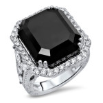 23 1/5ct Black Diamond Emerald Cut Engagement Ring gold - Handcrafted By Name My Rings™