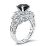 3 1/2 ct Black Round Diamond Engagement Ring Gold - Handcrafted By Name My Rings™