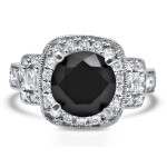 3 1/2 ct Black Round Diamond Engagement Ring Gold - Handcrafted By Name My Rings™