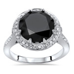 4 2/5 Black Round Diamond Engagement White Gold - Handcrafted By Name My Rings™