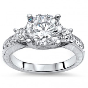 CollectionWhite Gold 2 1/3ct TGW Moissanite Diamond 3 Stone Engagement Ring - Handcrafted By Name My Rings™