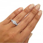 Women's Gold Round Moissanite Diamond Six Prong Engagement Ring - Handcrafted By Name My Rings™