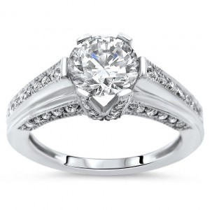 Women's Gold Round Moissanite Diamond Six Prong Engagement Ring - Handcrafted By Name My Rings™