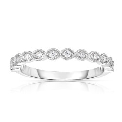 Noray Designs Gold Diamond 1/5ct TDW White Diamond Stackable Miligrain Ring - Handcrafted By Name My Rings™