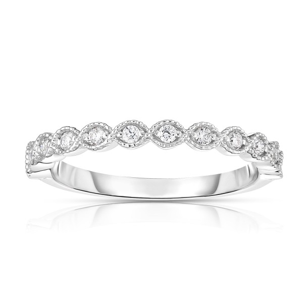 Noray Designs Gold Diamond 1/5ct TDW White Diamond Stackable Miligrain Ring - Handcrafted By Name My Rings™
