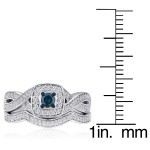 Platinaire 1/2ct TDW Blue and White Diamond Bridal Set - Handcrafted By Name My Rings™