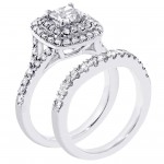 Platinum 1 1/2ct TDW Diamond Bridal Ring Set - Handcrafted By Name My Rings™