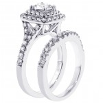 Platinum 1 1/2ct TDW Diamond Bridal Ring Set - Handcrafted By Name My Rings™