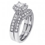 Platinum 1 3/5ct TDW Halo Designer Princess-cut Diamond Engagement Bridal Set - Handcrafted By Name My Rings™