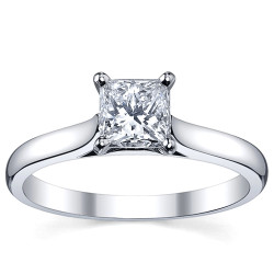 Platinum 1ct TDW White Princess Diamond Solitaire Engagement Ring - Handcrafted By Name My Rings™