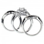 Platinum 2 2/5ct TDW Diamond Halo Bridal Ring Set - Handcrafted By Name My Rings™