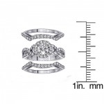 Platinum 2 2/5ct TDW Diamond Halo Bridal Ring Set - Handcrafted By Name My Rings™