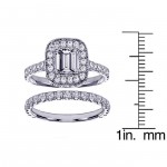 Platinum 2 2/5ct TDW Pave Set Diamond Encrusted Emerald-cut Engagement Ring Set - Handcrafted By Name My Rings™