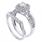 Platinum 2 3/4ct TDW Clarity Enhanced Princess Diamond Bridal Ring Set - Handcrafted By Name My Rings™