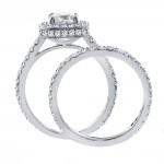 Platinum 2 3/4ct TDW Pave Set Diamond Encrusted Princess-cut Engagement Ring Set - Handcrafted By Name My Rings™