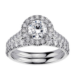 Platinum 2 3/5ct TDW Diamond Engagement Ring Bridal Set - Handcrafted By Name My Rings™