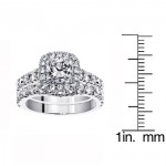 Platinum 3 1/3ct TDW Diamond Halo Bridal Ring Set - Handcrafted By Name My Rings™