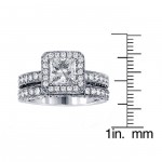 Platinum 3ct TDW Halo Diamond Bridal Ring Set - Handcrafted By Name My Rings™