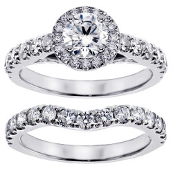 Platinum 3ct TDW Round Diamond Bridal Ring Set - Handcrafted By Name My Rings™