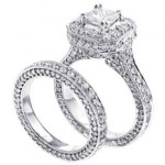 Platinum 4 1/2ct TDW Princess-cut Engagement Bridal Set - Handcrafted By Name My Rings™