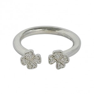Platinum Double Shamrock Ring With Forever Brilliant Moissanite - Handcrafted By Name My Rings™