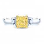 Platinum and Gold 1 1/2ct GIA-certified Fancy Light Yellow Diamond Engagement Ring - Handcrafted By Name My Rings™