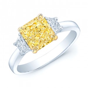 Platinum and Gold 2 1/10ct GIA-certified Fancy Light Yellow Diamond Ring - Handcrafted By Name My Rings™