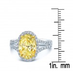 Platinum and Gold 3 1/10ct TDW GIA-certified Yellow Oval Diamond Ring - Handcrafted By Name My Rings™