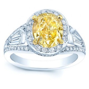 Platinum and Gold 3 3/5ct TDW Fancy Yellow Diamond Gia-certified Engagement Ring - Handcrafted By Name My Rings™