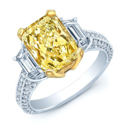 Platinum and Gold 3 5/8ct Fancy Light Yellow Diamond Ring - Handcrafted By Name My Rings™