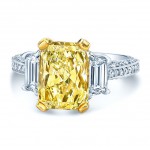 Platinum and Gold 3 5/8ct Fancy Light Yellow Diamond Ring - Handcrafted By Name My Rings™