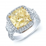 Platinum and Gold GIA Certified 5 1/2ct TDW Yellow Diamond Ring - Handcrafted By Name My Rings™