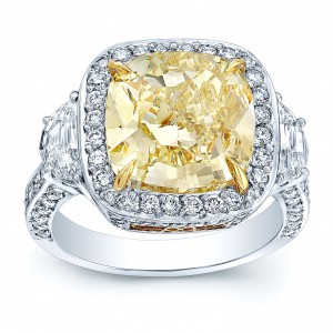 Platinum and Gold GIA Certified 5 1/2ct TDW Yellow Diamond Ring - Handcrafted By Name My Rings™