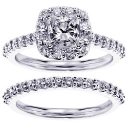 Platinum or Gold 2 1/10ct TDW Clarity-enhanced Diamond Bridal Ring Set - Handcrafted By Name My Rings™