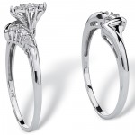 Platinum/Silver 1/5 TCW Round Diamond Two-Piece Bridal Set - Handcrafted By Name My Rings™