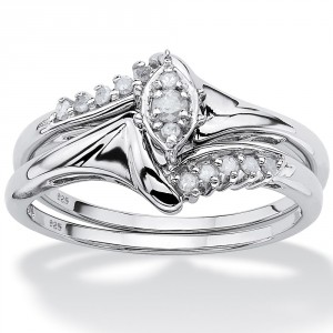 Platinum/Silver 1/5 TCW Round Diamond Two-Piece Bridal Set - Handcrafted By Name My Rings™