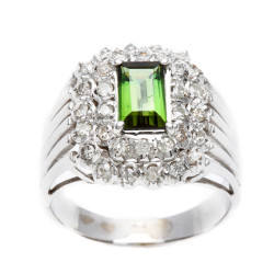Pre-owned White Gold 1/2 ct TDW Green Tourmaline Estate Ring - Handcrafted By Name My Rings™